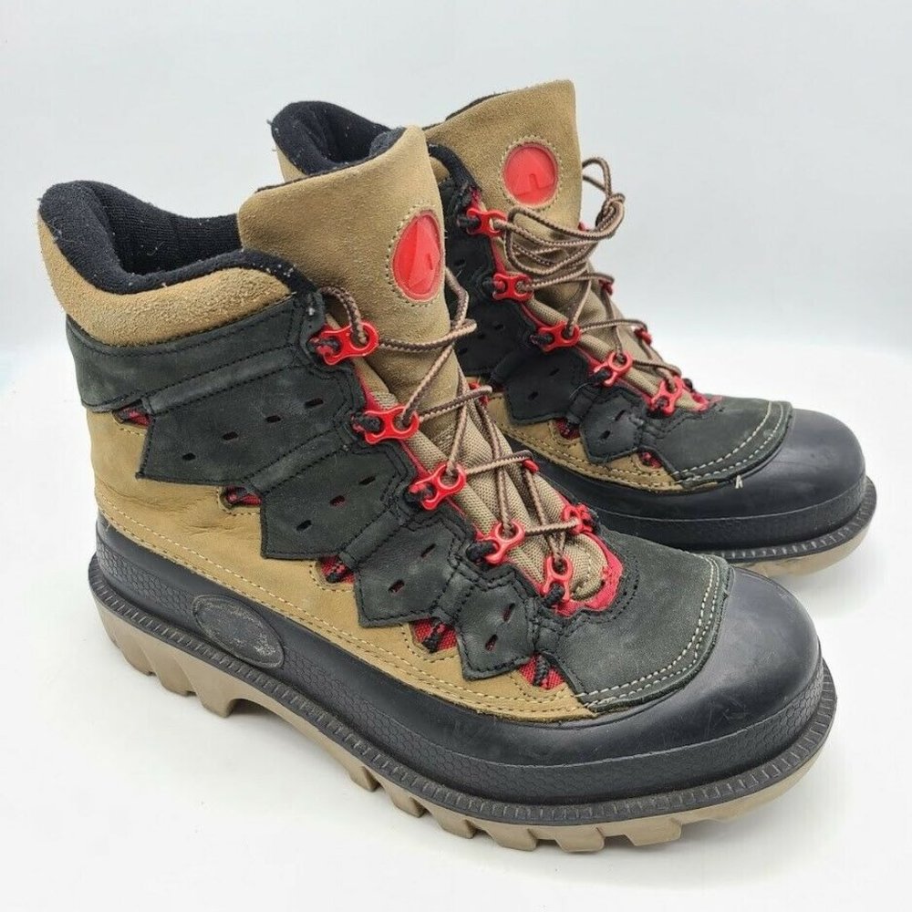 Men's AIRWALK Winter Snow Hiking Boots Grip Soles & Upper Brown Leather Size 7 - Picture 2 of 6